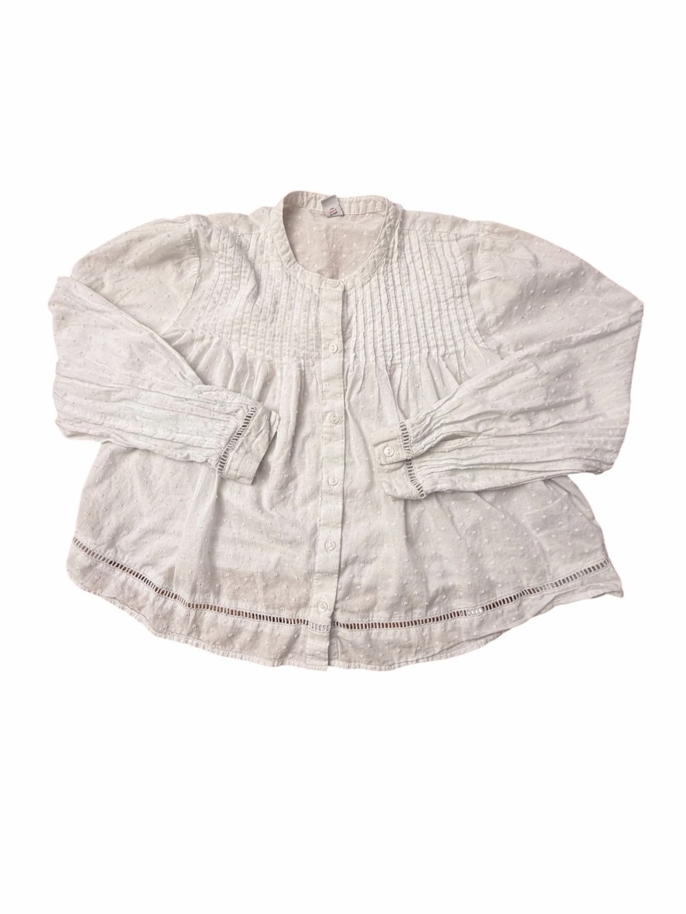 Old Navy White Swiss Dot Pintuck Blouse